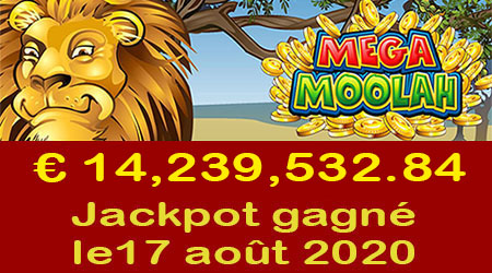 Jackpot 2020 - € 14 millions gagnés au Mega Moolah