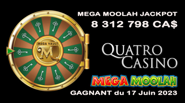 Mega Vault Millionaire Mega Moolah gagnant