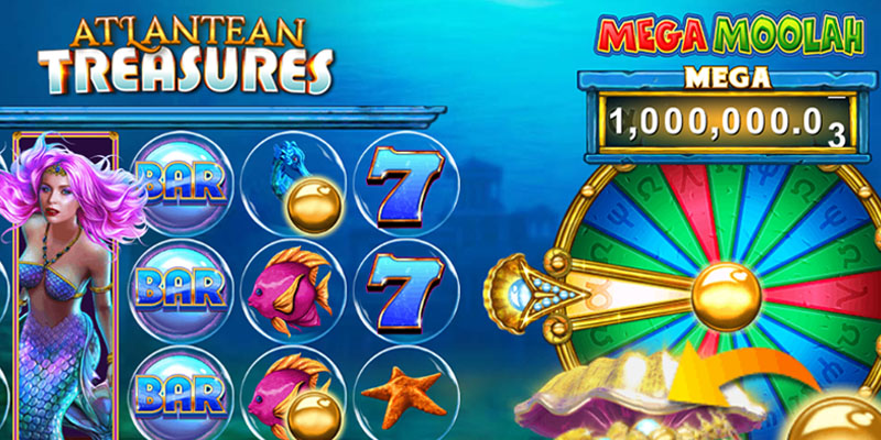 Bet $200 per spin on Atlantean Treasures Mega Moolah