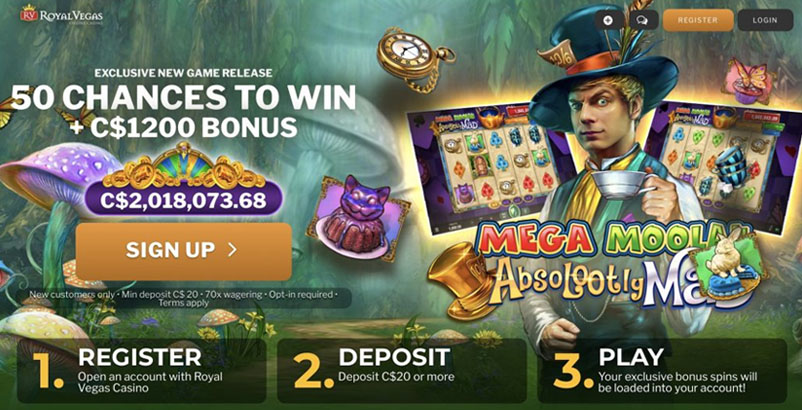 50 Absolutely Mad free spins at Royal Vegas